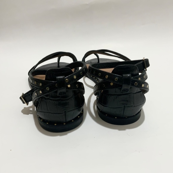 Ted Baker Mathar Black Croc Leather Ankle Strap Studded Gladiator Sandals 9 39.5 - Picture 10 of 16